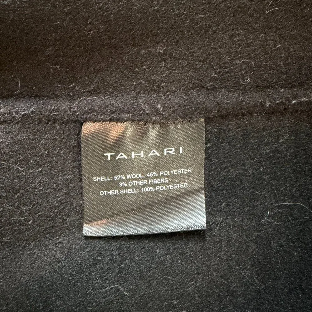Tahari Black Wool Blend Wrap Coat - Picture 5 of 5